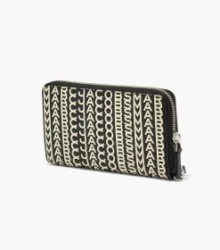 Marc Jacobs The Monogram Leather Continental Wristlet Wallet BLACK/WHITE -Fashion Store MJI S151L03FA22 005 F8F8F8 1 1 ALT1