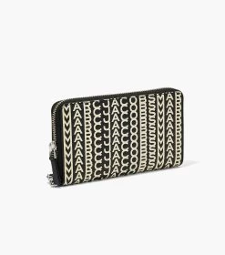 Marc Jacobs The Monogram Leather Continental Wristlet Wallet BLACK/WHITE -Fashion Store MJI S151L03FA22 005 F8F8F8 1 1 ALT2