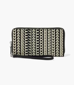 Marc Jacobs The Monogram Leather Continental Wristlet Wallet BLACK/WHITE -Fashion Store MJI S151L03FA22 005 F8F8F8 1 1 MAIN 1