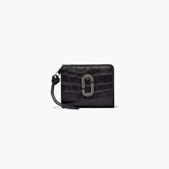 Marc Jacobs The Croc-Embossed Mini Compact Wallet BLACK