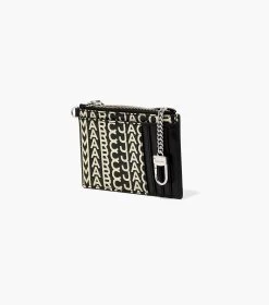 Marc Jacobs The Monogram Leather Top Zip Wristlet BLACK/WHITE -Fashion Store MJI S153L03FA22 005 F8F8F8 1 1 ALT1
