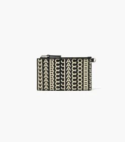 Marc Jacobs The Monogram Leather Top Zip Wristlet BLACK/WHITE -Fashion Store MJI S153L03FA22 005 F8F8F8 1 1 ALT4