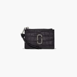 Marc Jacobs The Croc-Embossed Top Zip Multi Wallet BLACK