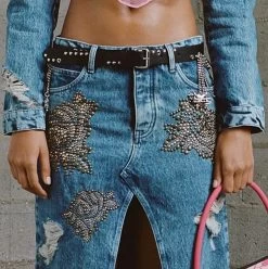 Heaven BY MARC JACOBS | Casual Style Maxi Denim Studded Street Style Long Logo -Fashion Store org 1296