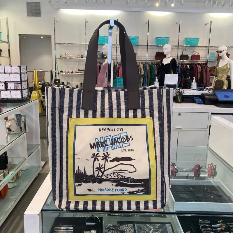 MARC JACOBS | Stripes Unisex Canvas A4 Logo Outlet Totes 4 MARC JACOBS | Stripes Unisex Canvas A4 Logo Outlet Totes - Image 2