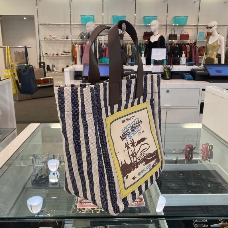 MARC JACOBS | Stripes Unisex Canvas A4 Logo Outlet Totes 6 MARC JACOBS | Stripes Unisex Canvas A4 Logo Outlet Totes - Image 4